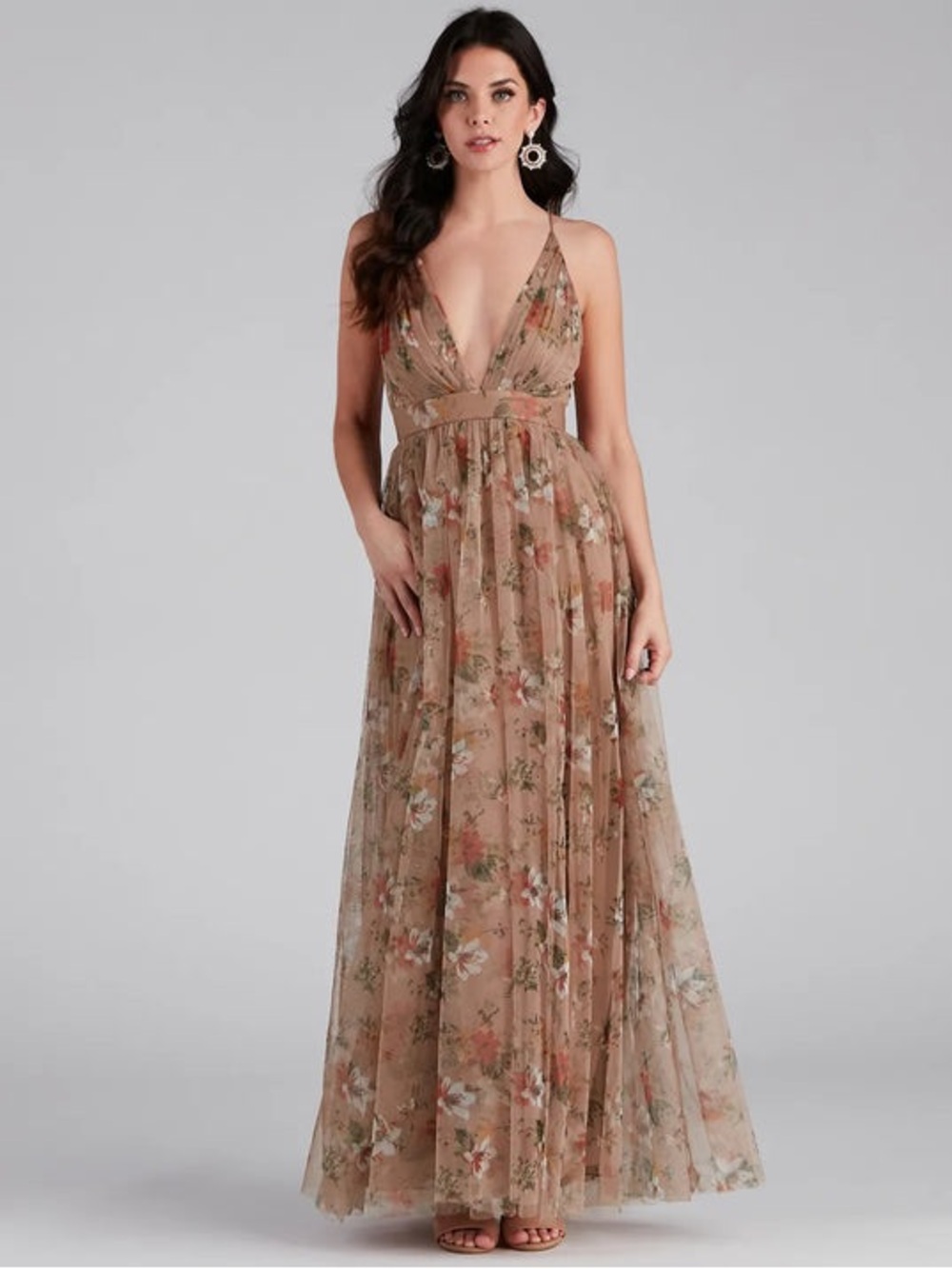 Windsor Daisy Pleated Tulle Floral Formal Bridesmaid Gown Wedding Dress Size M